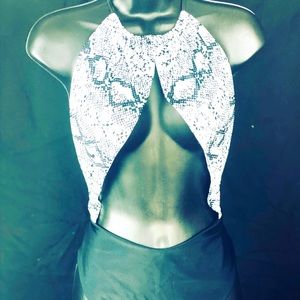 Black and sliver 1 piece (open mid section)